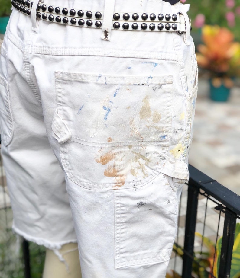 PAINTER SHORTS painted shortsdickies painter shortsboho white shortswhite painter pant shortsfab208nycfab208shorts with paint marks