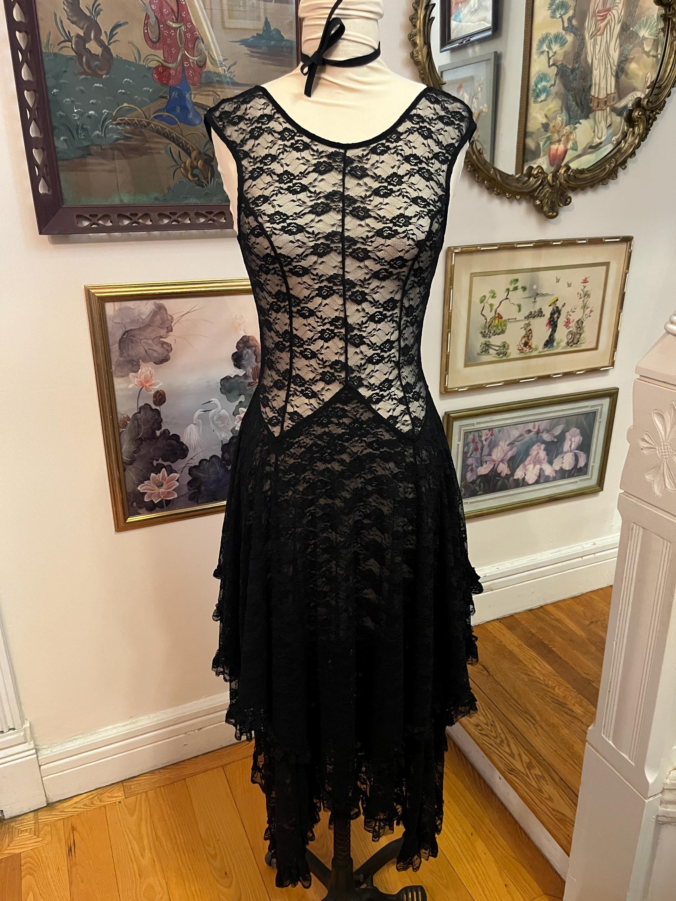 Free People lace dress, black lace ruffle dress, black lace Free People, vintage lace dress, fab208nyc, Intimately Free People lace maxi