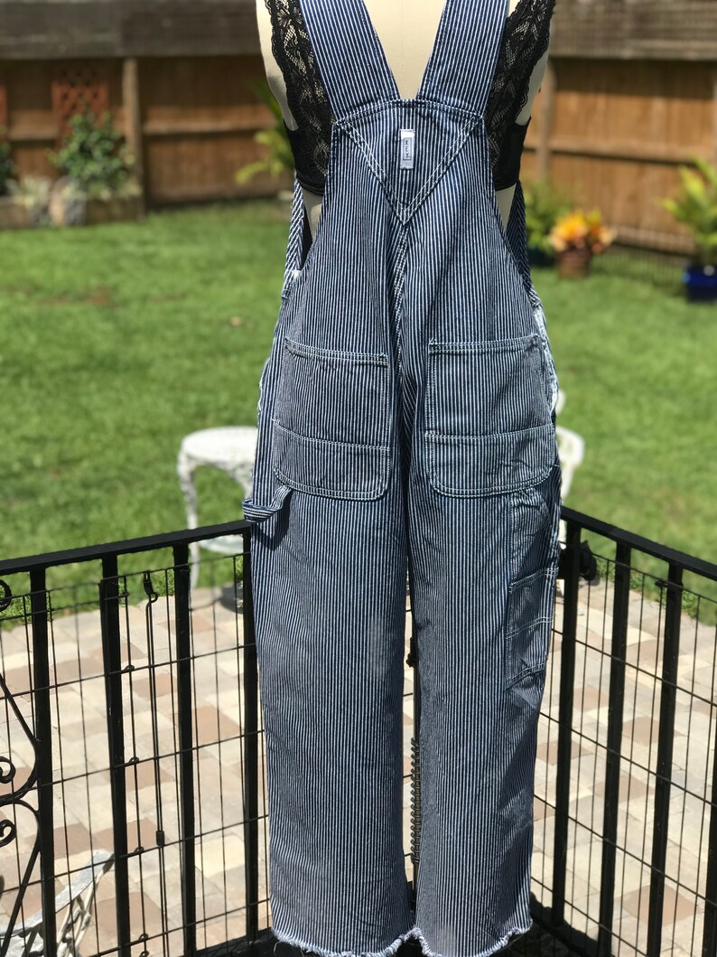 FREE US SHIPPINGstripey overallskey brand overallsstriped overallsgrunge overallsfab208nycfab208vintage overalls