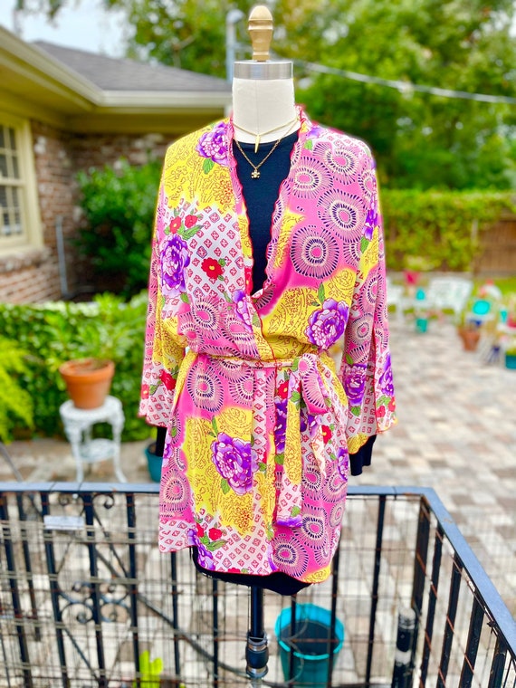 NATORI SHORT ROBE/printed robe/short robe/Josie Na