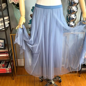 Blue mesh layered skirt, princess skirt, lined mesh skirt, 90s princess skirt, blue double layer mesh, fab208nyc, elastic waist mesh skirt