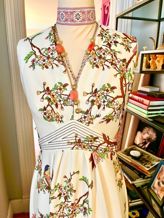 VINTAGE MAXI DRESS, floral 70s maxi dress, cherry… - image 3