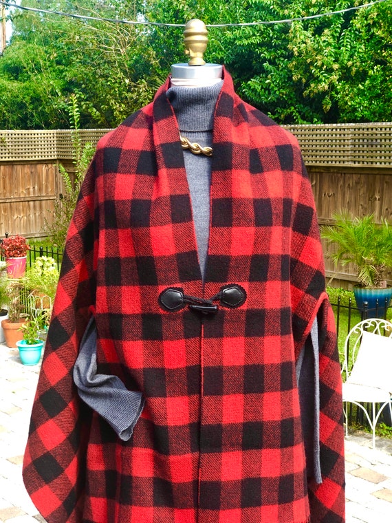 WOOL PLAID SHAWL/wool shawl/vintage shawl/plaid w… - image 2