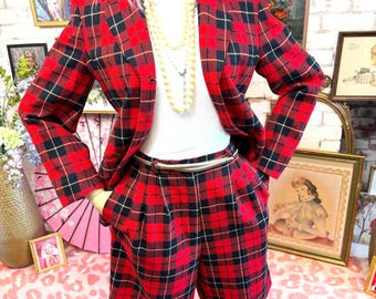 Pendleton Red Black Tartan Shorts Suit