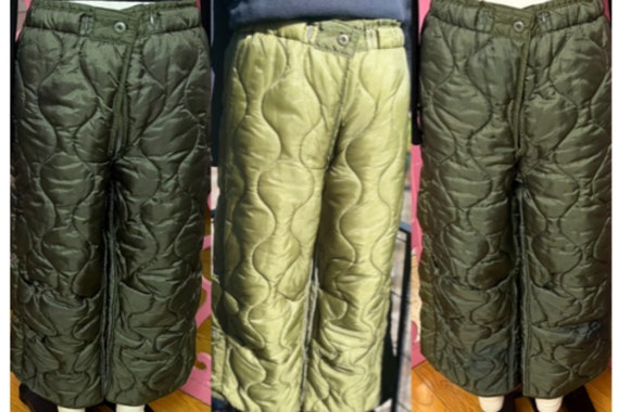 VINTAGE QUILTED ARMY pants/army pant liners/butto… - image 1