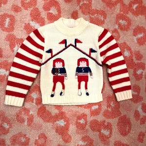 Vintage 70s Acrylic Kids Sweater: Striped Football Novelty
