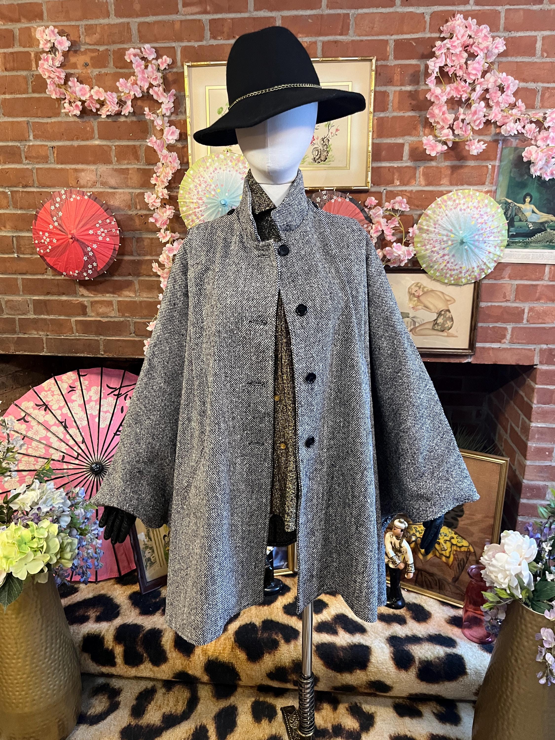 80s Tweed Cape: Grey Wool Herman Kay Cape - Etsy