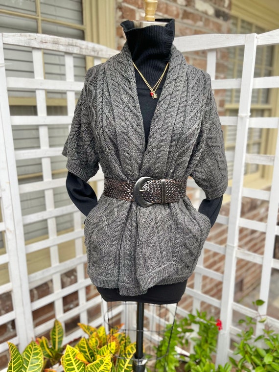 CABLE KNIT SWEATER/Irish sweater/short sleeve Iris