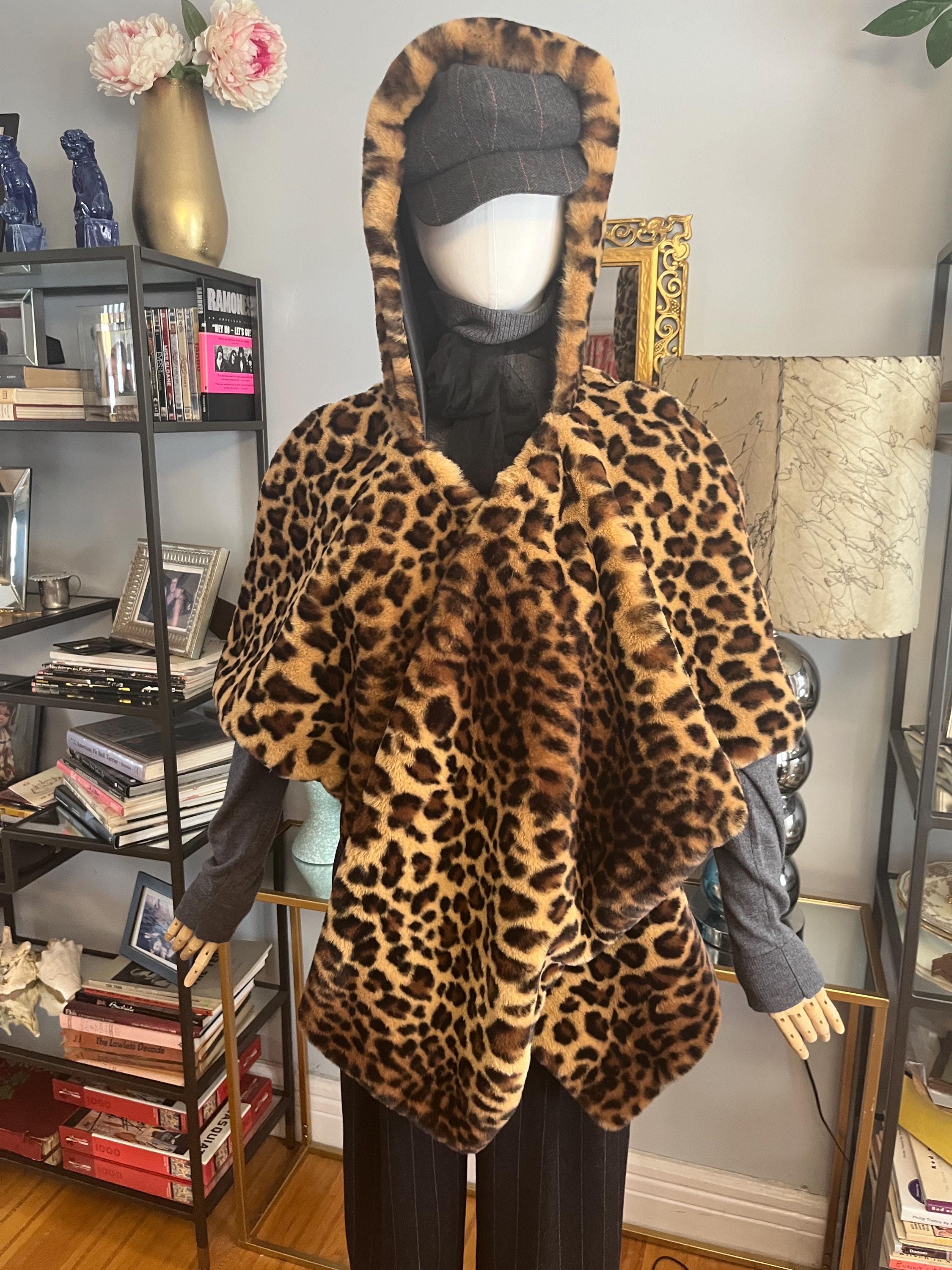 Faux Fur Leopard Hooded Cape - Soft Plush Mini Cape - Etsy