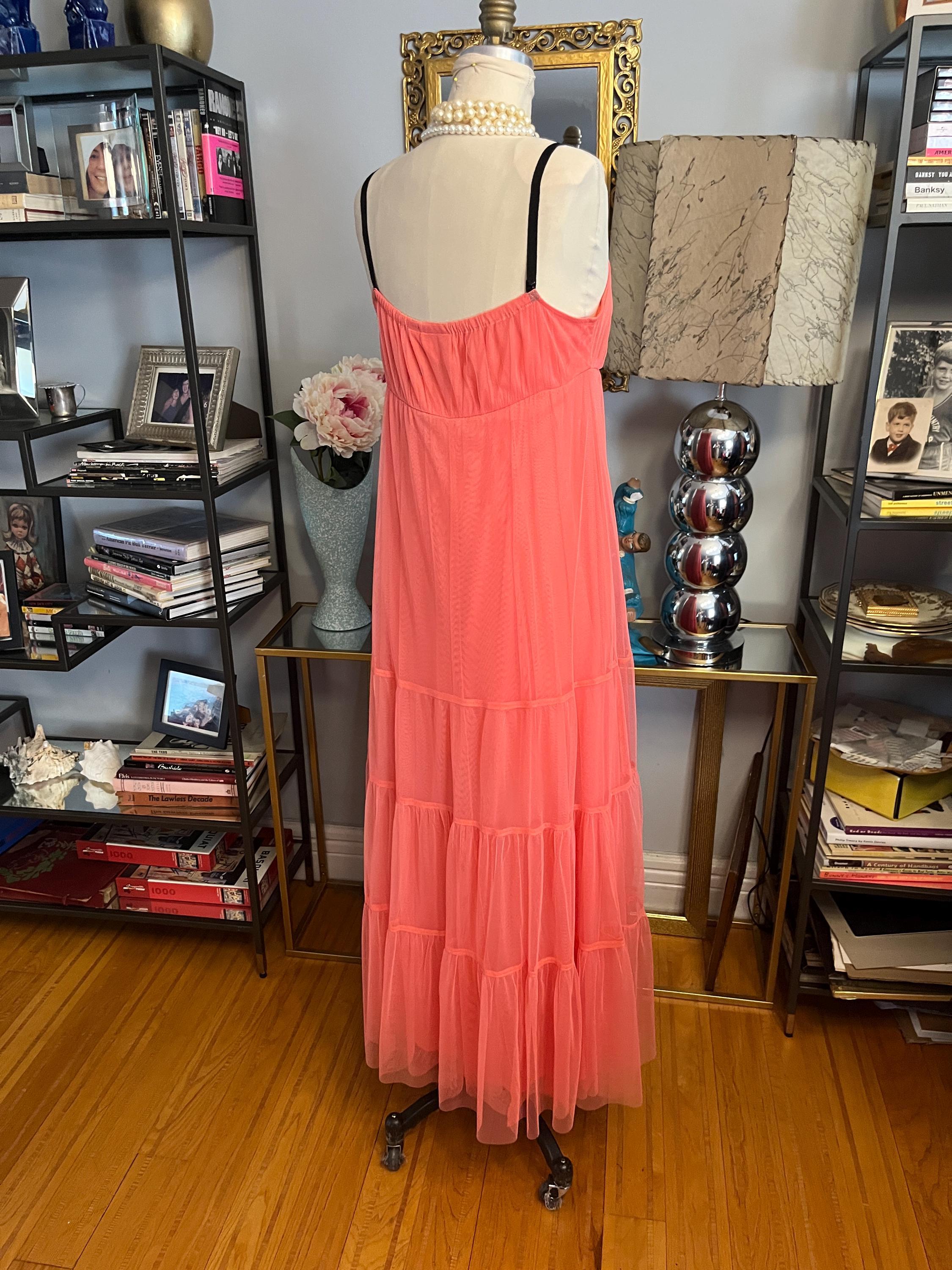 Anthropologie Tulle Maxi Dress: Melon Orange Mesh, Size M - Etsy Canada