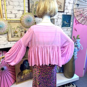 Free People Boho Blouse: Pink Cotton Peasant Top image 7