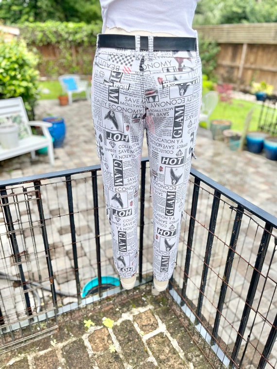 PRINTED PANT JOGGERS/stretch twill pants/white bl… - image 6