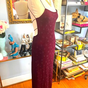 90s Glitter Maxi Dress: Burgundy Backless City Triangles Vintage Maxi - Etsy