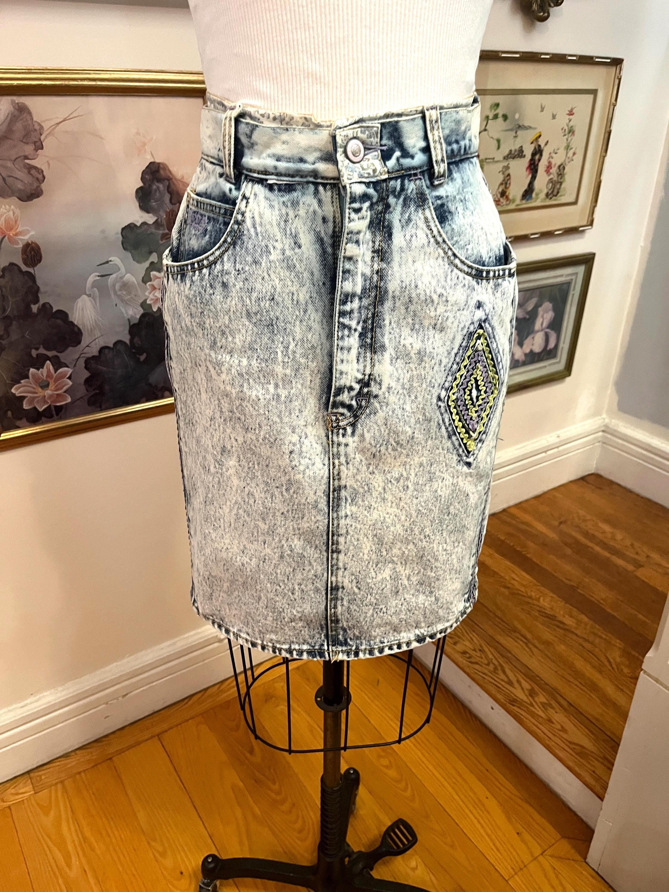 Long Denim Acid Wash Denim Skirt Plus Size Plus Acid Wash Button