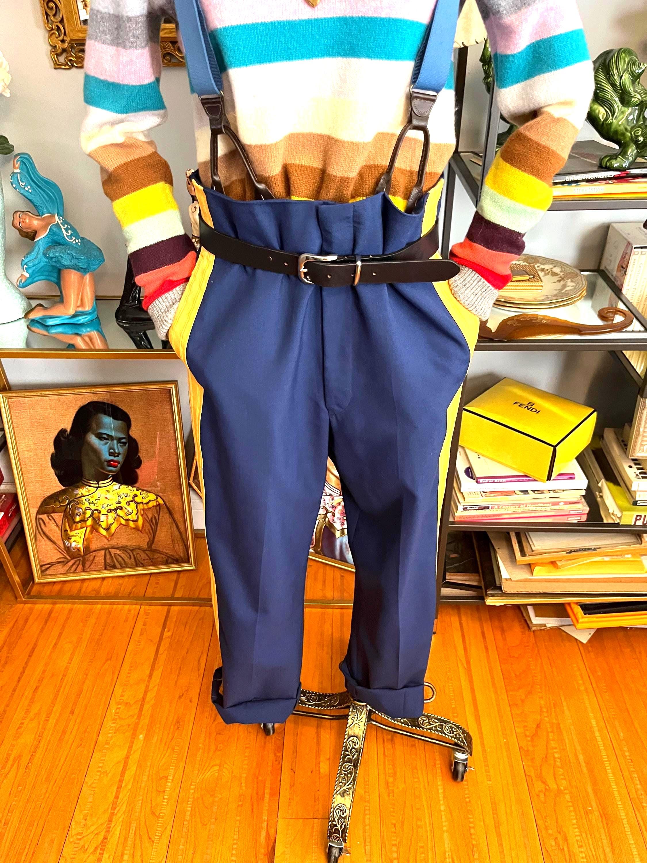 high waisted dress pants with suspenders Sassy Style Suspender Wide-Leg Pants