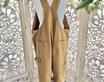 Vintage Craftsman Tan Canvas Overalls 44x31: Distressed Workwear
