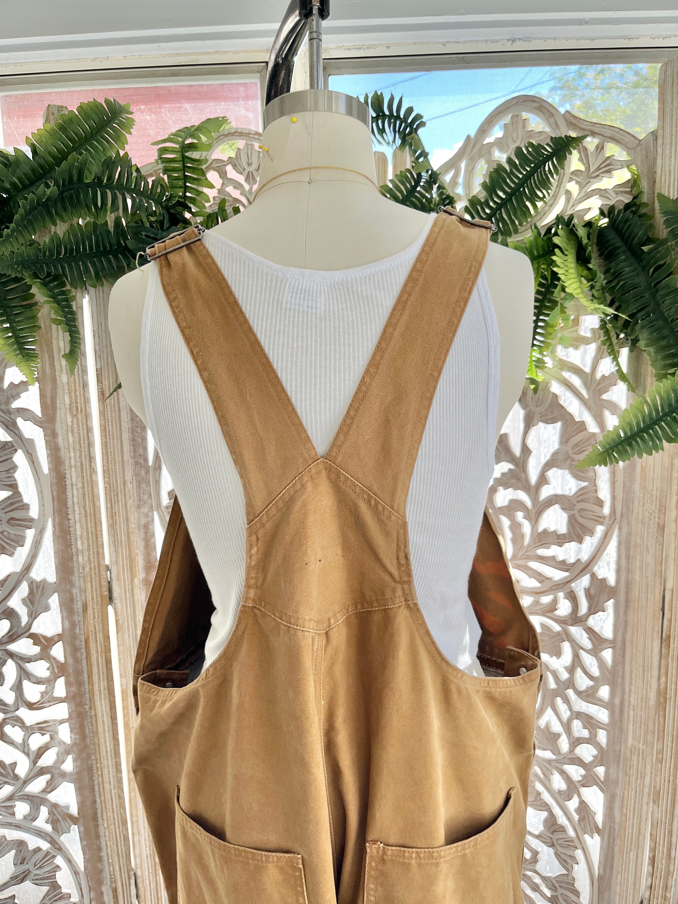 RETRO CRAFT OVER ALLS 2nd”MODEL Vintage Craftsman Tan Canvas Overalls 44x31: Distressed Workwear