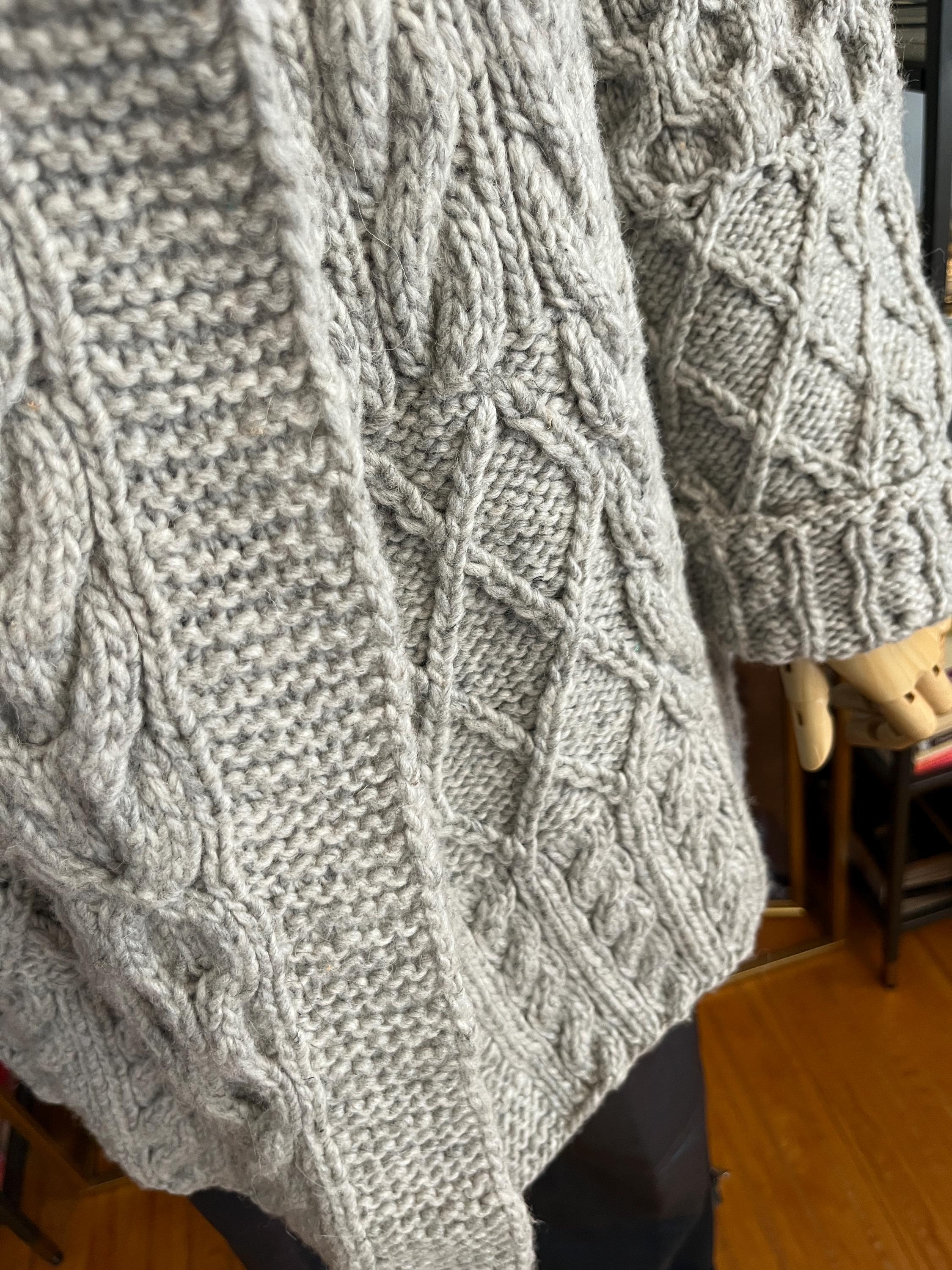 Hand Knit Cable Sweater Jacket: Grey Wool Cardigan - Etsy