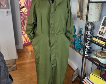 Olive Green Military Pilot Flight Jumpsuit – Zip-Up Boiler Coverall | US Army Style | Unissued Condition 2 thumbnail image