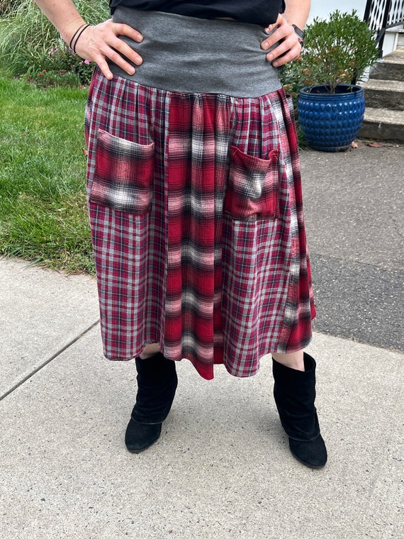 Upcycled Flannel Skirt Vintage Flannels Drop Waist Skirt 80s Flannel Skirt 90s Grunge Flannel Recycled Flannels Fab208nyc Flannel Etsy