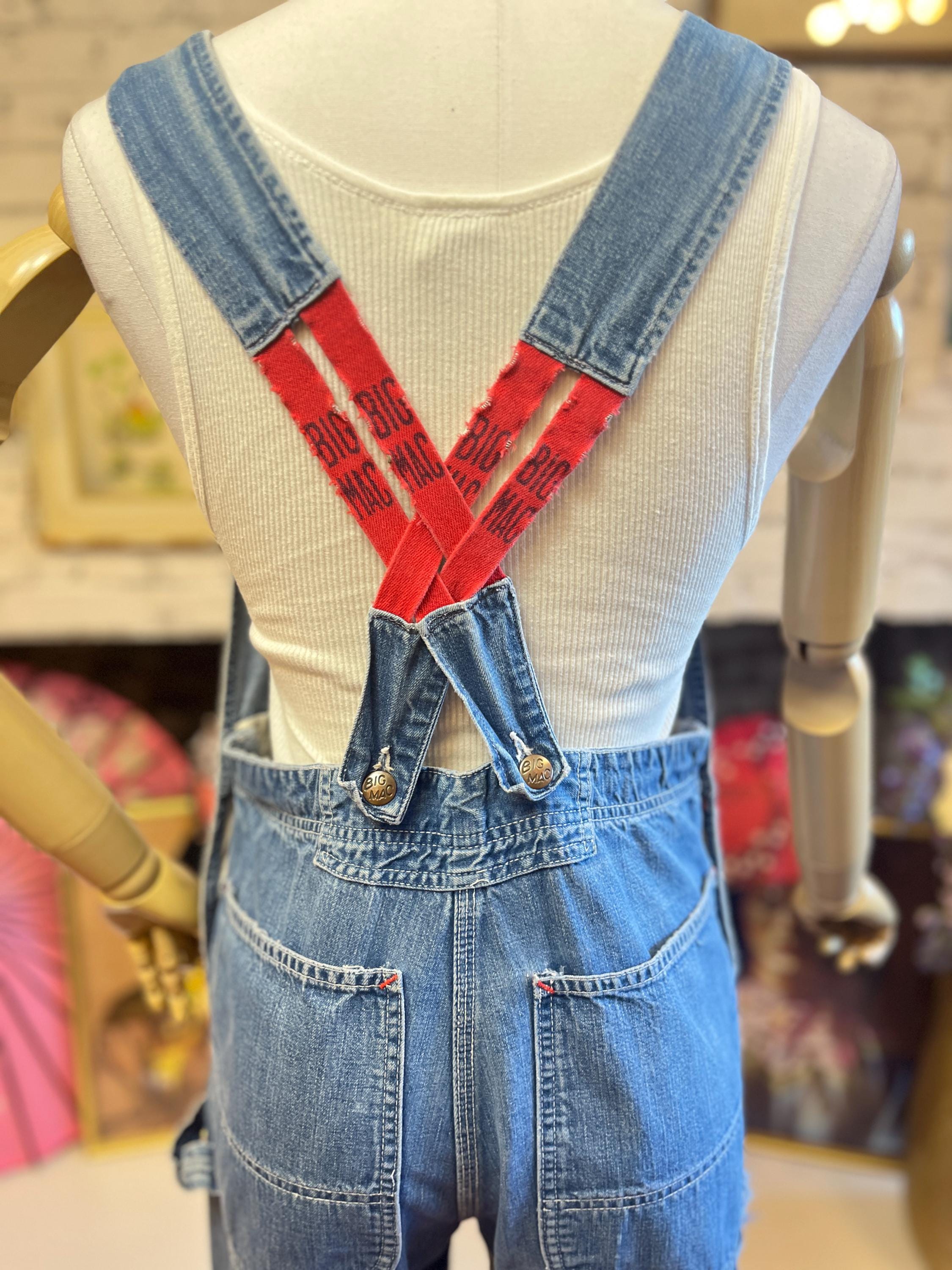 Vintage W31'' 50s Big Mac Suspender Back Overalls: Sanforized