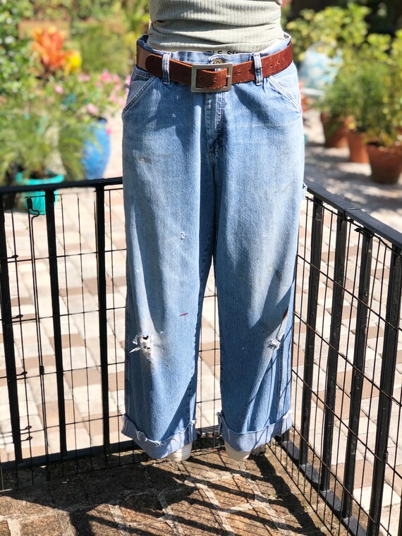 VINTAGE FADED JEANS/vintage carpenter pants/faded