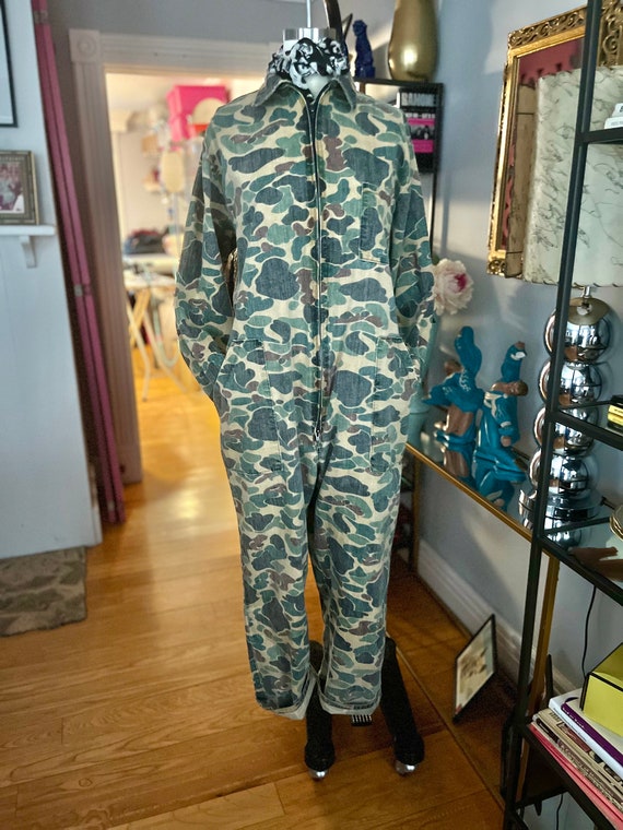 VINTAGE CAMOUFLAGE COVERALLS/faded coveralls/70s v