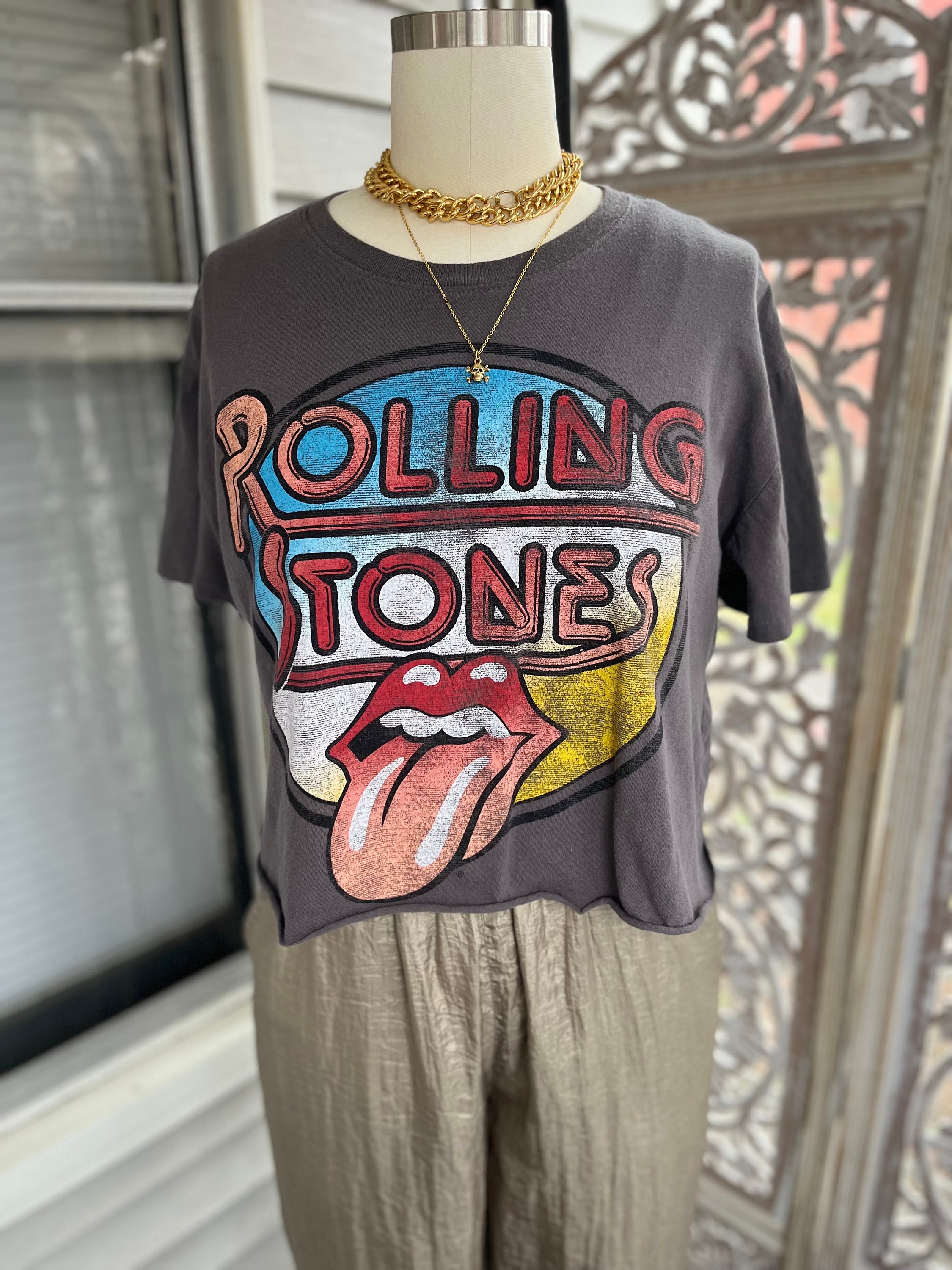 Rolling Stones Tee, Vintage Tee, Crop Tee, Classic Stones Logo, Grey Stones Tee, 70s Logo Stones Tee, fab208nyc, unisex Stones Tee, Rock Tee il fullxfull.6048968276 n96v