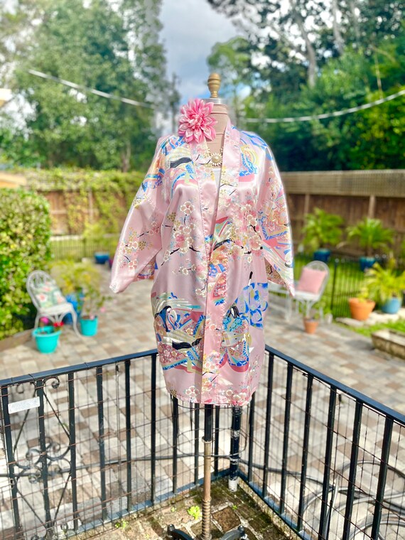 Kimono Robe Floral Satin Robe Full length Loungewear Gem