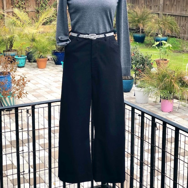 VINTAGE NAVY PANTS/us naval pants/navy blue wool pant/military issue pants/wide leg pant/flared leg pant/fab208nyc/fab208/high waist pants