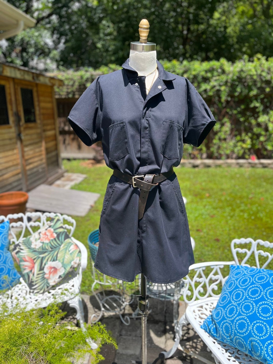 COVERALL Dress/recycled Coveralls/black Coverall Dress/vintage Coverall Dress/short Sleeve