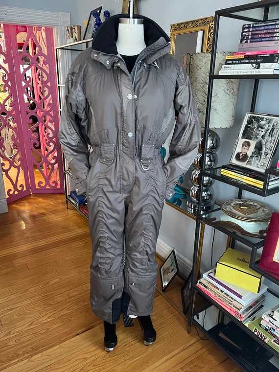 VINTAGE MARKER SKISUIT/ladies grey ski suit/ski su