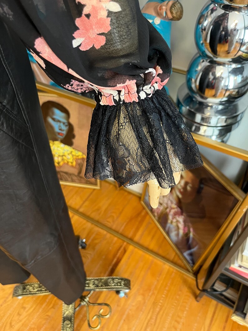 Free People black floral blouse with tags: lace and sheer blouse image 13
