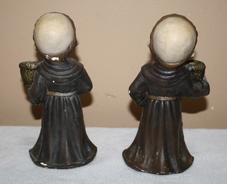 Vintage Josef Original Candle Holders Monks Friars Candle Holders