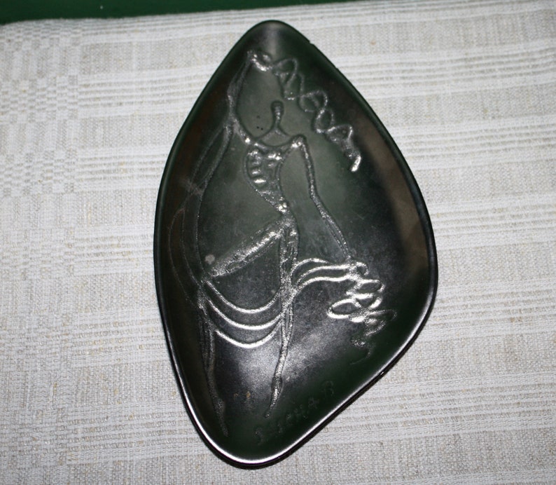 Mid-Century Modern Sascha Brastoff Signed Numbers Dancer Dish