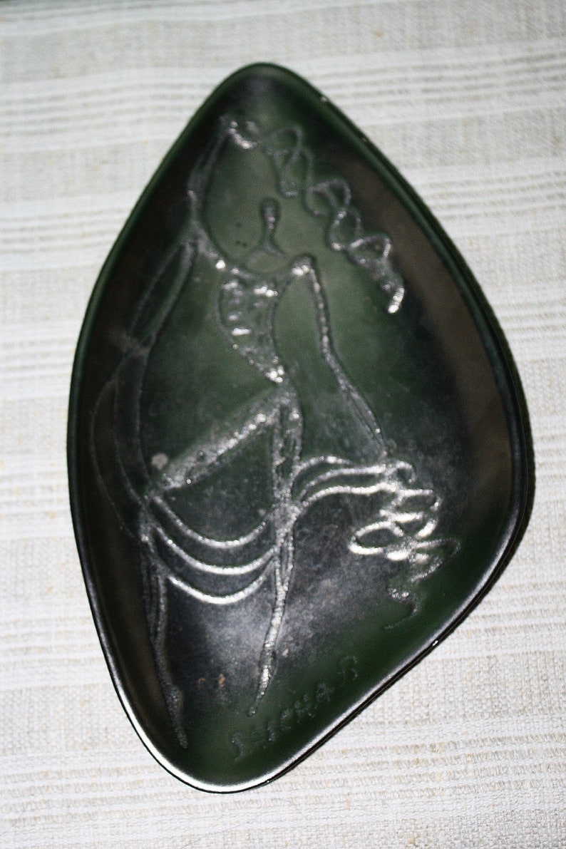 Mid-Century Modern Sascha Brastoff Signed Numbers Dancer Dish