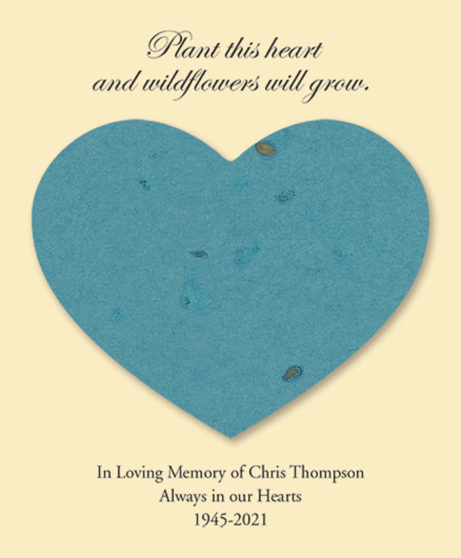 Plantable Wildflower Heart Seed Memorial Cards Etsy