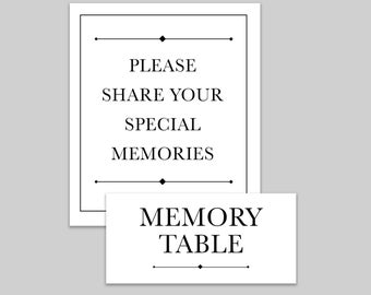 Celebration of Life Memory Table Sign & Matching Card – Next Day Shipping