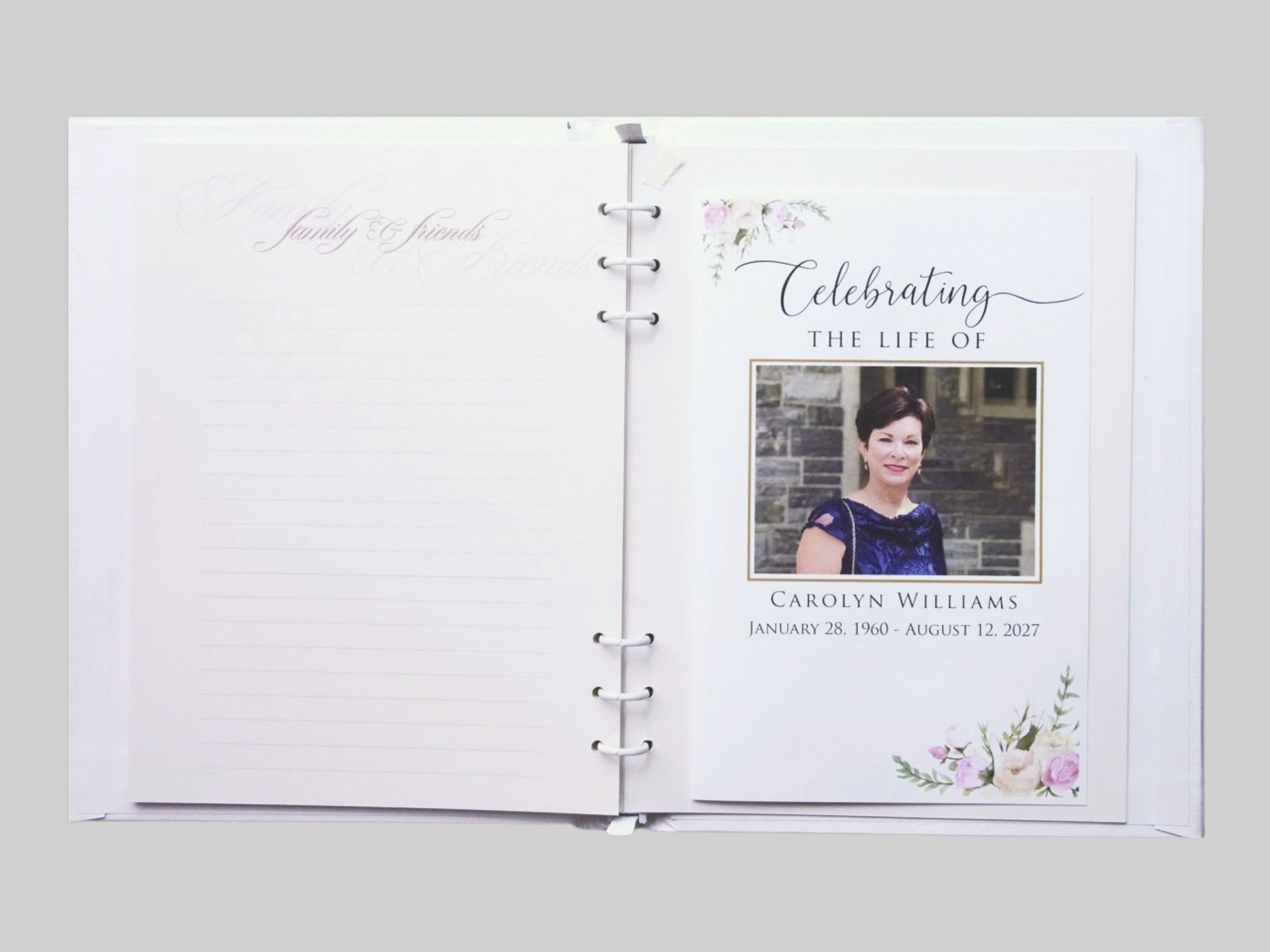 Funeral Guest Sign in Book, Life Celebration Register Book With Photo