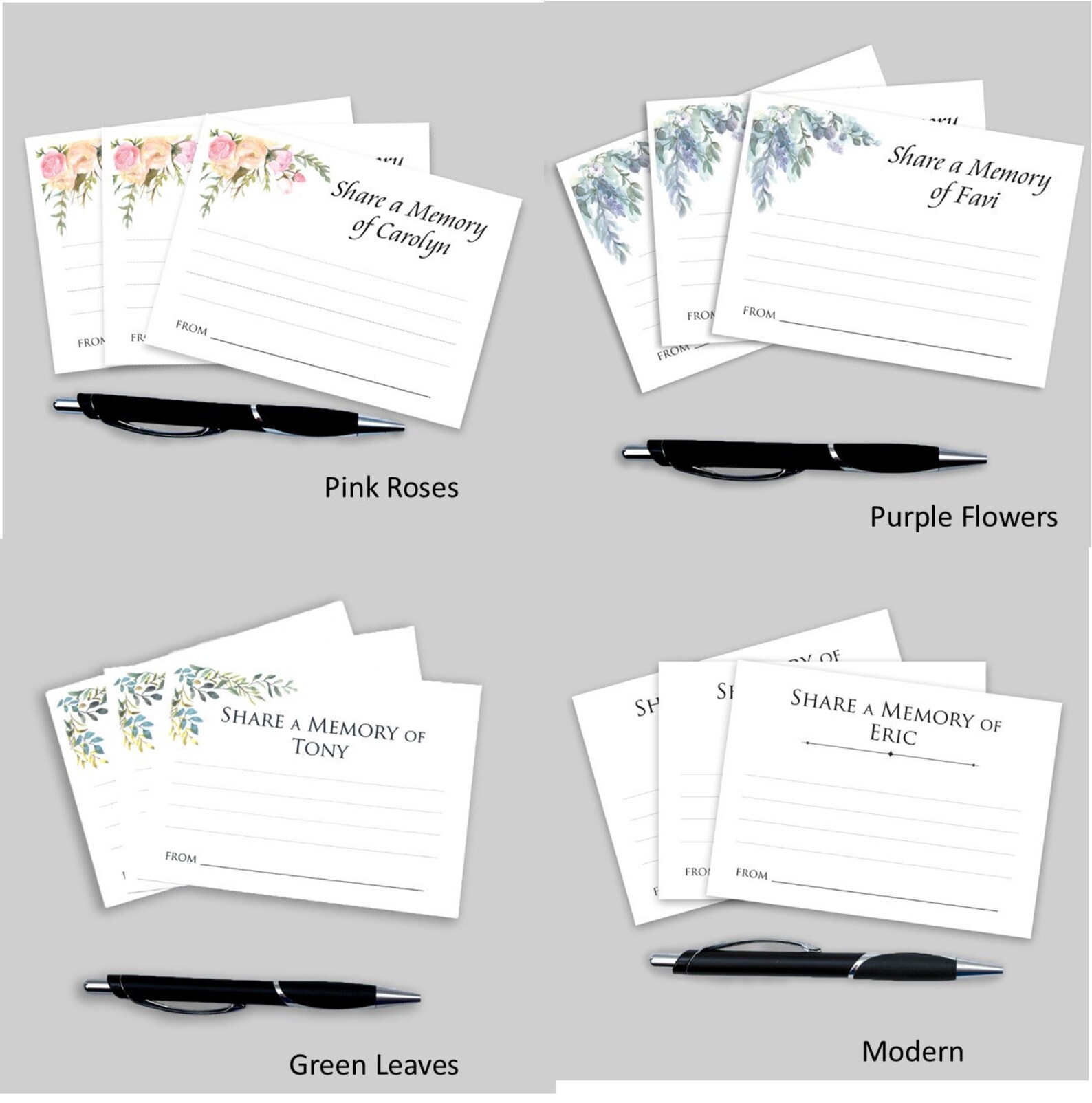 Funeral Share Memory Cards & Frame for Celebration of Life, Custom Printed With Your Loved One's