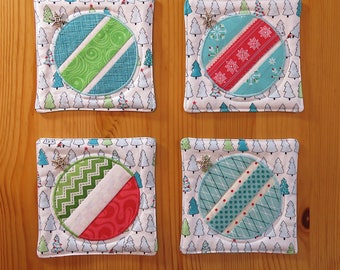 christmas coasters quilted original contemporary design holiday decor tealaquaredgreenwhite set of 4 - Teal And Red Christmas Decorations christmas coasters quilted original contemporary design holiday decor tealaquaredgreenwhite set of 4 - Teal And Red Christmas Decorations