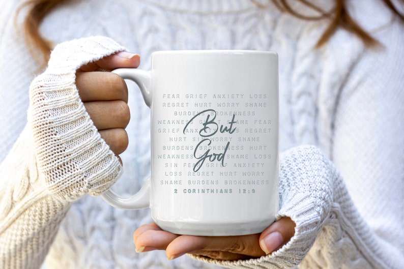 But God Coffee Mug, Scripture Coffee Mug, Bible Verse Coffee Mug, Inspiration Coffee Mug, Christian Mug Positive Coffee Mug Bible Study Gift 15oz