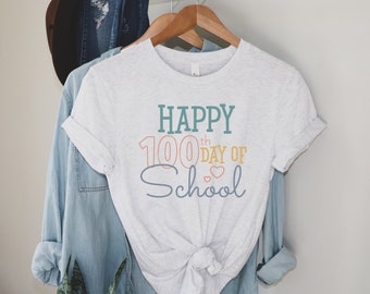 Happy 100 Days of School Shirt, Colorful 100th Day Shirt, Teacher 100 days Shirt, Back to School Tshirt, Kindergarten Shirts 100th Day Shirt