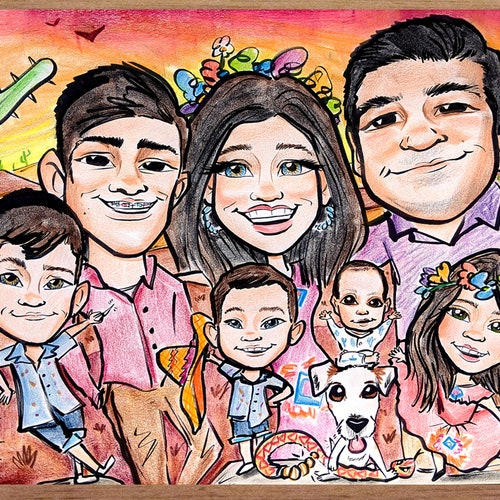 Family Caricature Drawing The Perfect Family Gift Etsy