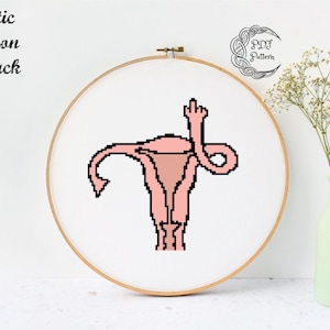 Uterus Cross Stitch, Digital Item, Womens, Rights, Cross Stitch, Pattern, Uterus, Feminist, Download, My Body My Choice, Reproduction