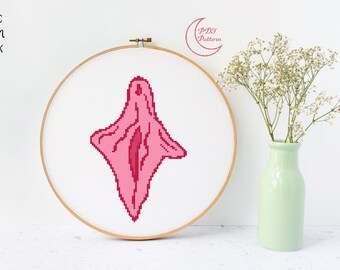 Vulva Cross Stitch Pattern, Modern Feminist Art (PDF Pattern)