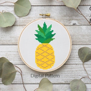 Pineapple Cross Stitch, Pineapple, Cross Stitch Pattern, Digital Item, Modern, Cross Stitch, Pattern, Food, Fruit