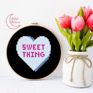 Sweet Thing Cross Stitch Pattern, PDF, Download, Cross Stitch Pattern, Sweet Thing, Conversation, Heart, Valentine&#39;s Gift, Anniversary Gift