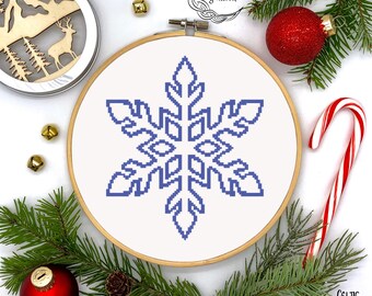 Snowflake Cross Stitch Pattern, Winter Christmas Design (PDF)