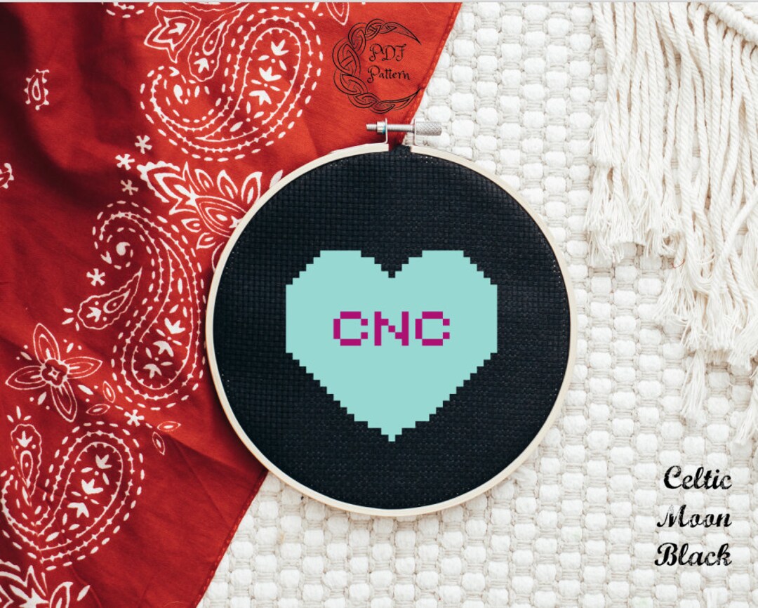 CNC Heart Cross Stitch Pattern, Modern Embroidery (digital Item) - Etsy